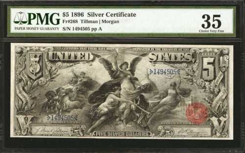 Fr. 268. 1896 $5 Silver Certificate. PMG Choice Very Fine 35.