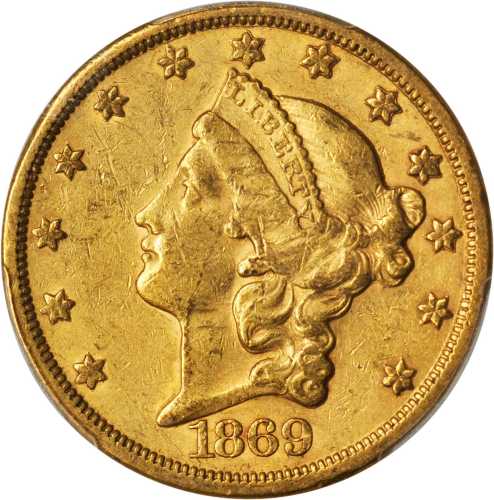 1869-S Liberty Head Double Eagle. AU-53 (PCGS).