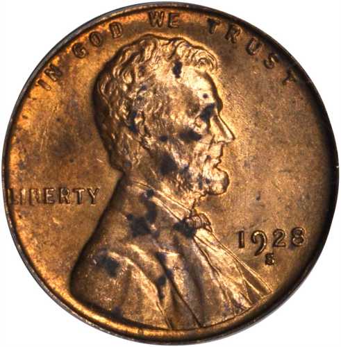 1928-S Lincoln Cent. MS-64 RD (PCGS).