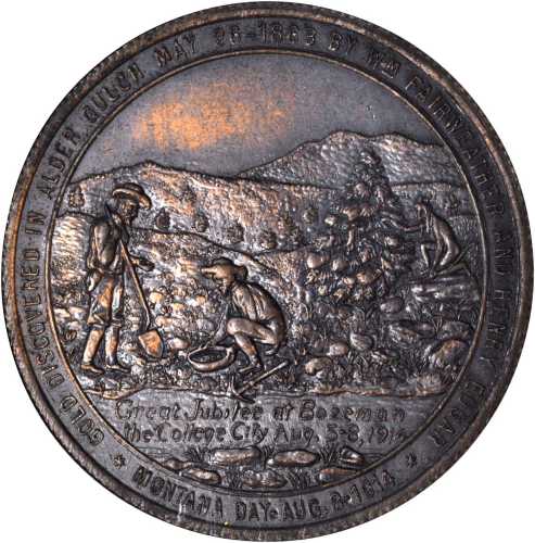 1914 Montana, 25th Anniversary of Statehood. Copper. 38 mm. HK-662. Rarity-4. MS-62 BN (NGC).