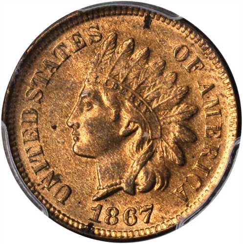 1867 Indian Cent. MS-64 RB (PCGS).