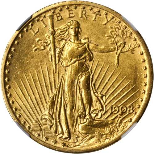 1908 Saint-Gaudens Double Eagle. No Motto. Unc Details--Reverse Scratched, Improperly Cleaned (NGC).