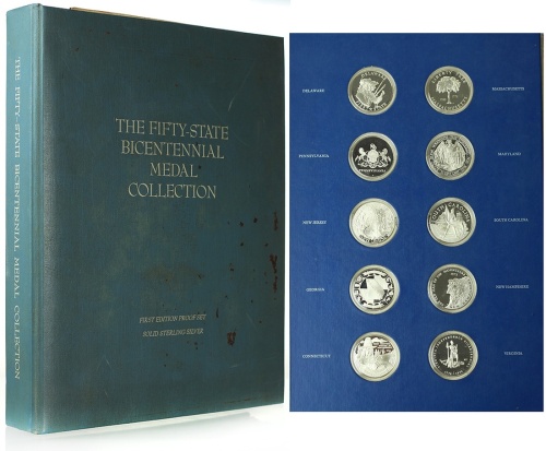 1976年美国贰佰週年纪念银章一套共五十枚连册，封面及内页有黄但银章保存良好