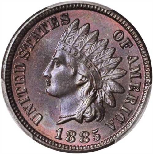 1885 Indian Cent. MS-65 BN (PCGS).