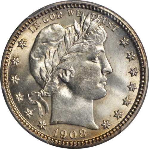 1908-S Barber Quarter. MS-65 (PCGS).