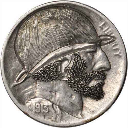 1913-D Type II Man with Beard and High Domed Hat. Host coin Extremely Fine.