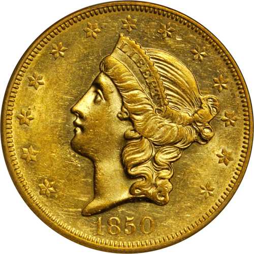 1850-O Liberty Head Double Eagle. AU-55 (PCGS).