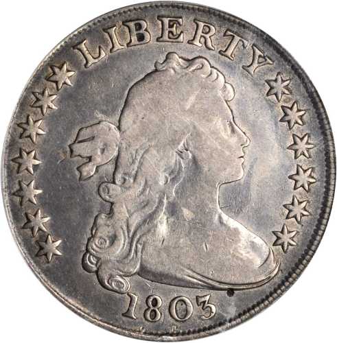 1803 Draped Bust Silver Dollar. BB-255, B-6. Rarity-2. Large 3. VG Details--Damage (PCGS).
