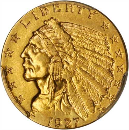 1927 Indian Quarter Eagle. AU-55 (PCGS).