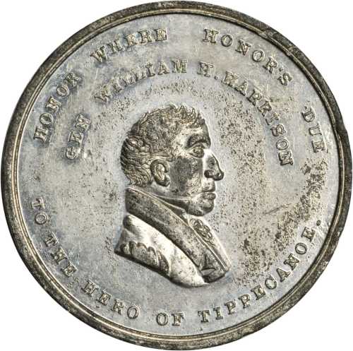 1840 William Henry Harrison. DeWitt-WHH 1840-7. White metal. Original. 38.5 mm. About Uncirculated.