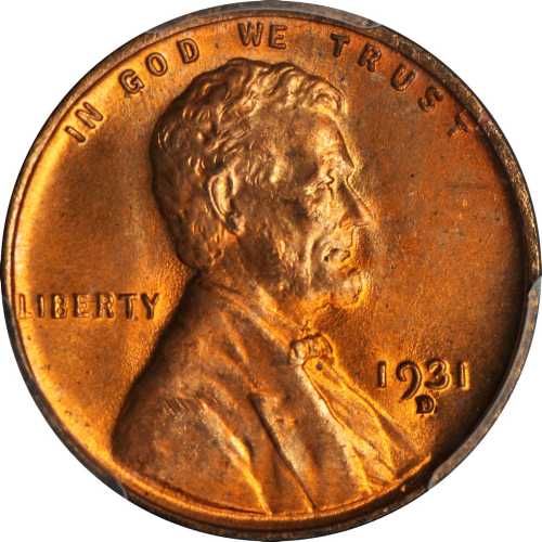 1931-D Lincoln Cent. MS-65 RD (PCGS). Gold Shield Holder.