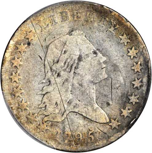 1795 Flowing Hair Half Dollar. O-129, T-7. Rarity-5. Two Leaves, S/D in STATES. VG Details--Scratch 