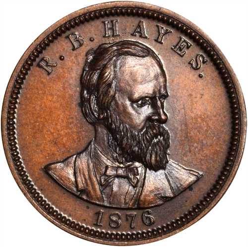 1876 Rutherford B. Hayes. DeWitt-RBH 1876-10. Bronzed copper. 25.5 mm. Mint State.