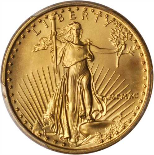 1990 Quarter-Ounce Gold Eagle. MS-69 (PCGS).