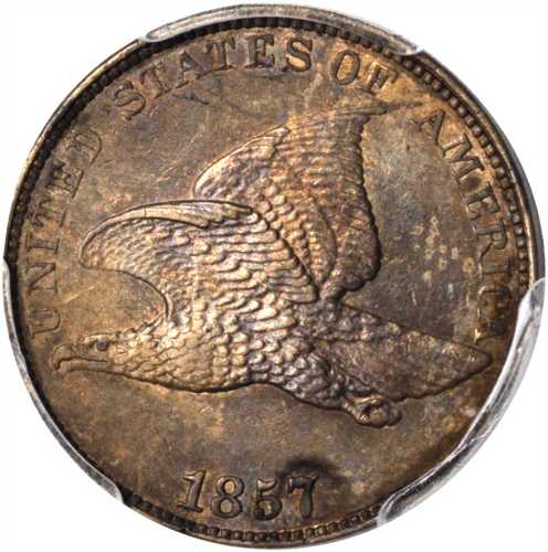 1857 Flying Eagle Cent. Type of 1857. Unc Details--Cleaned (PCGS).