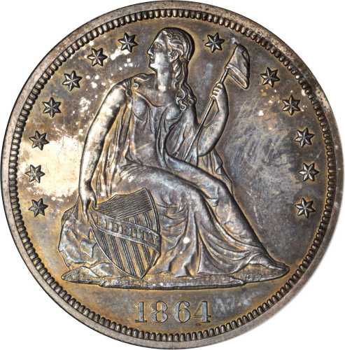 1864 Liberty Seated Silver Dollar. Proof-63 (ANACS). OH.