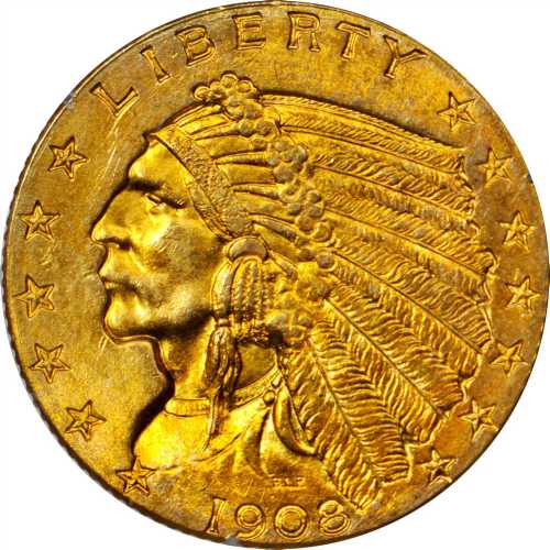 1908 Indian Quarter Eagle. MS-64 (PCGS). CAC. OGH--First Generation.