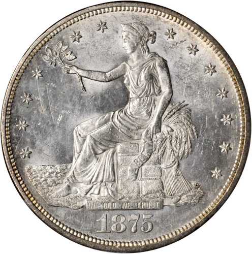 1875-CC Trade Dollar. Type I/I. MS-64 (NGC).