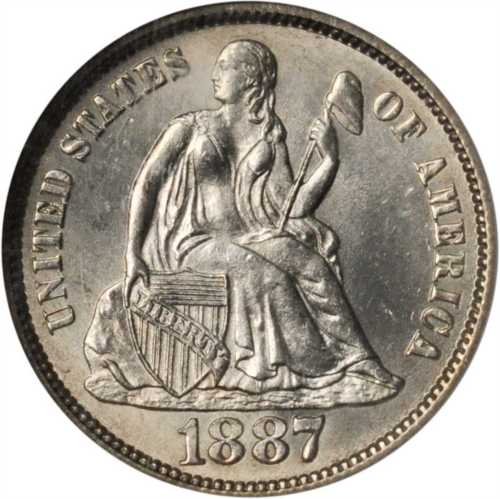 1887-S Liberty Seated Dime. MS-65 (NGC).