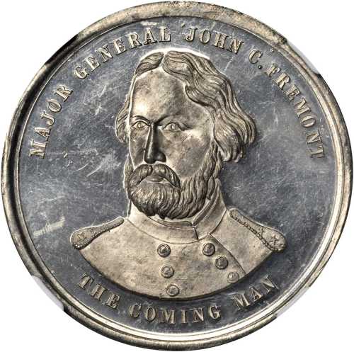 1864 John Freemont. DeWitt-JF 1864-1. White metal. 40 mm. MS-63 DPL (NGC).