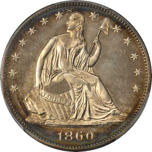 1860 Liberty Seated Half Dollar. Proof-64+ (PCGS).