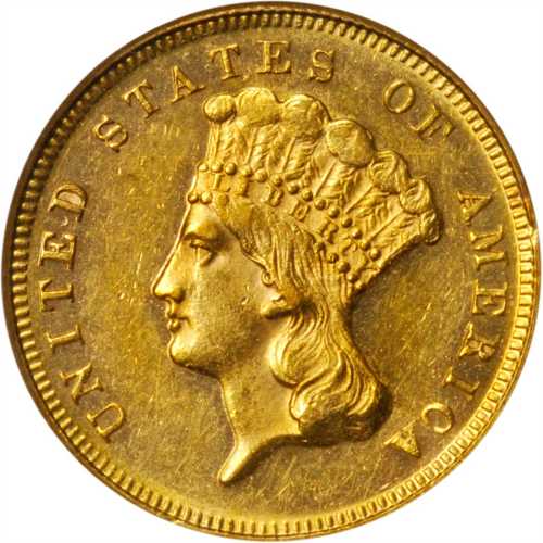 1872 Three-Dollar Gold Piece. AU-58 (NGC). CAC. OH.