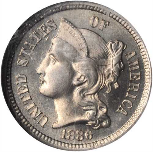 1886 Nickel Three-Cent Piece. Proof-67 (NGC).