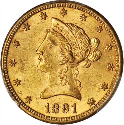 1891-CC Liberty Head Eagle. MS-61 (PCGS).