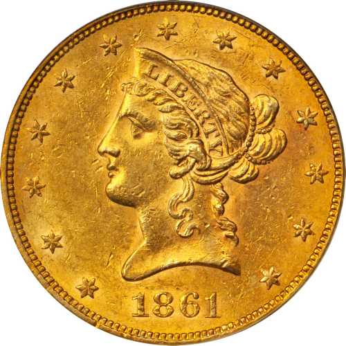 1861 Liberty Head Eagle. MS-61 (PCGS).