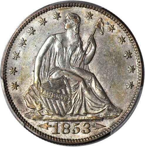 1853 Liberty Seated Half Dollar. Arrows and Rays. WB-101. AU-55 (PCGS).