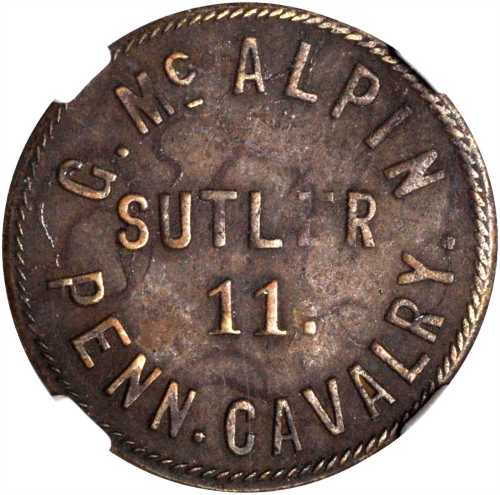 Pennsylvania. 11th Pennsylvania Cavalry. George McAlpin. Schenkman PA-11b-10Ba. Rarity-8. Brass. 20 