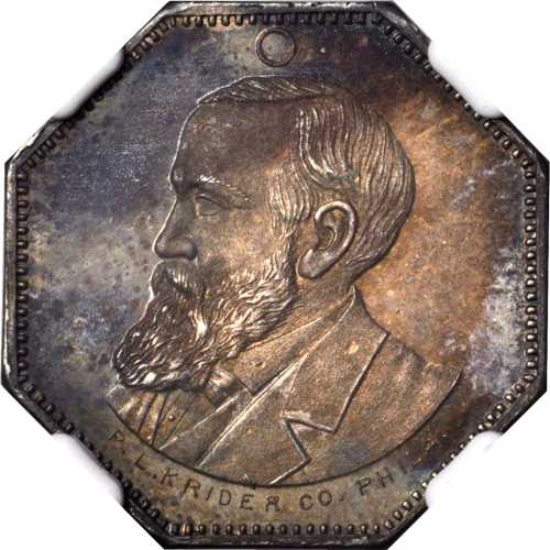 1888 Benjamin Harrison. DeWitt-BH 1888-24. Silver. 24 mm. MS-64 (NGC).