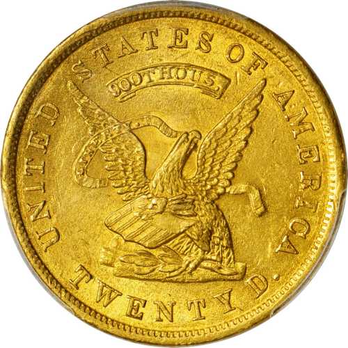 1853 United States Assay Office of Gold $20. K-18. Rarity-2. 900 THOUS. MS-63+ (PCGS). CAC. Gold Shi