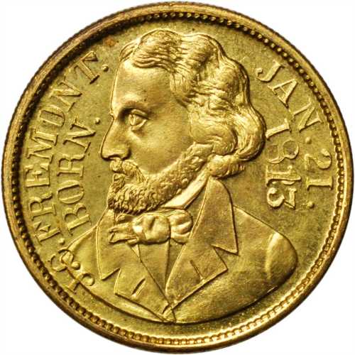1856 John Freemont. DeWitt-JF 1856-14. Gilt brass. 22.2 mm. Choice Mint State.