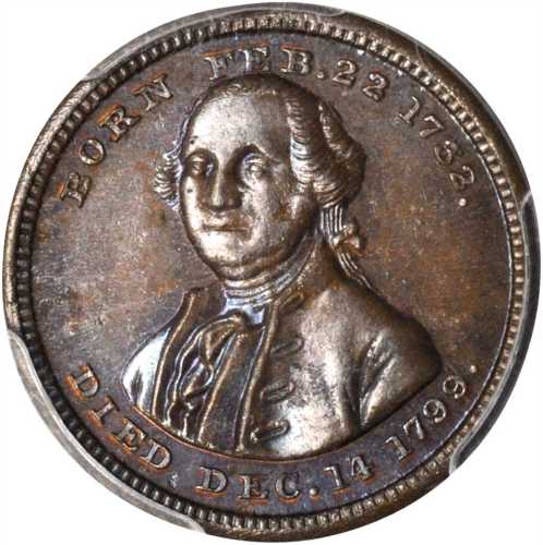 1799 (ca. 1864) Washington - General of the American Armies Medalet. Copper. 19 mm. Musante GW-748, 