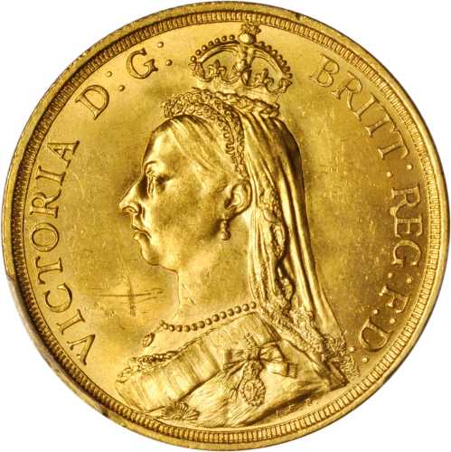 1887年英国2英镑金币。