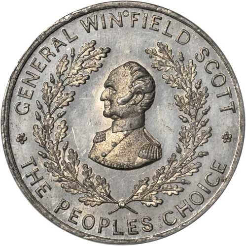 1852 Winfield Scott. DeWitt-WS 1852-5. White metal. 34 mm. MS-63 PL (NGC).