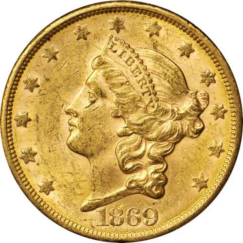 1869-S Liberty Head Double Eagle. MS-61 (PCGS).