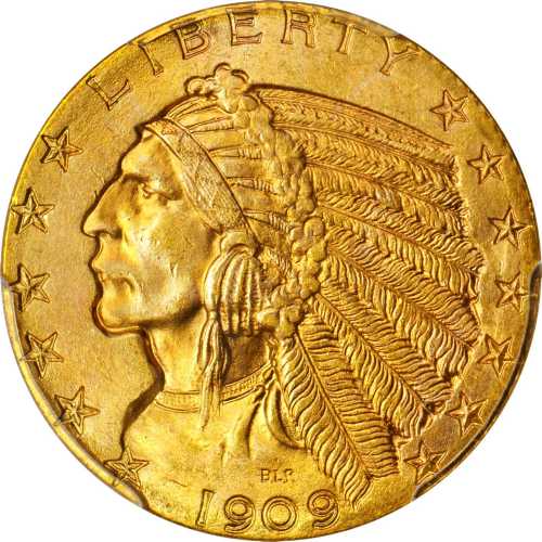 1909 Indian Half Eagle. MS-66 (PCGS).