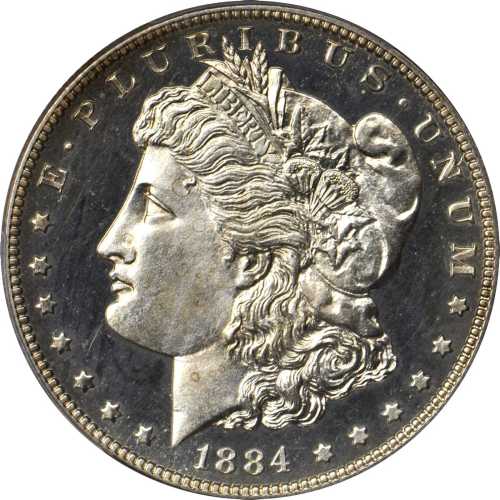 1884 Morgan Silver Dollar. Proof-64 Cameo (PCGS).