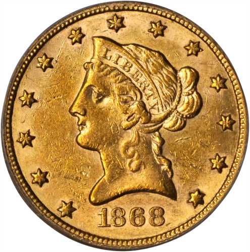 1868-S Liberty Head Eagle. AU-55 (PCGS).