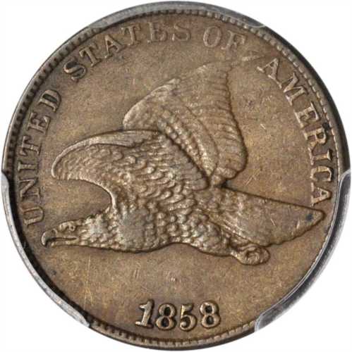 1858/7 Flying Eagle Cent. Snow-1, FS-301. Strong. EF-45 (PCGS).