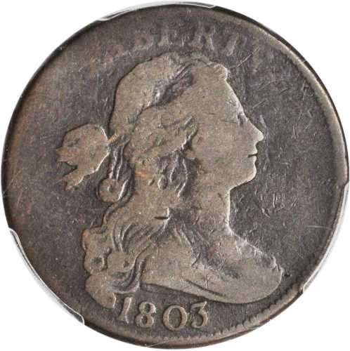 1803 Draped Bust Cent. S-262. Rarity-3+. Small Date, Small Fraction. Good-6 (PCGS).