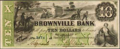 Omaha City, Nebraska. Brownville Bank and Land Company. September 1, 1857. $10. Choice Uncirculated.