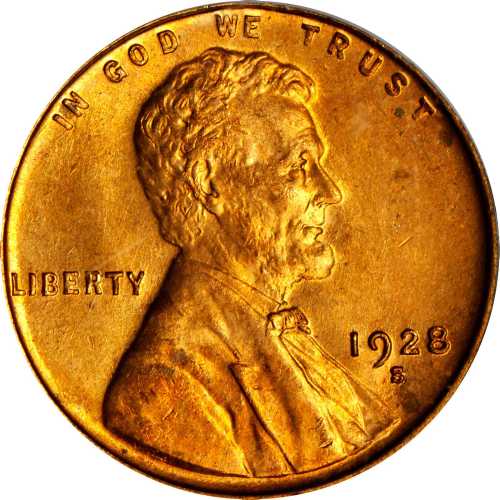 1928-S Lincoln Cent. MS-65 RD (PCGS). OGH.