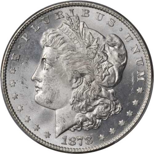 1878 Morgan Silver Dollar. 8 Tailfeathers. VAM-6. MS-64 (PCGS).