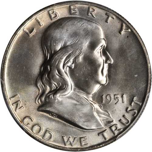 1951-D Franklin Half Dollar. MS-66 FBL (PCGS).