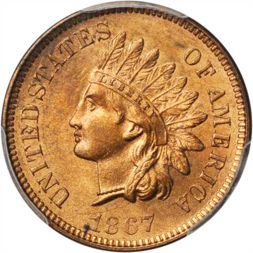 1867 Indian Cent. MS-64 RD (PCGS).