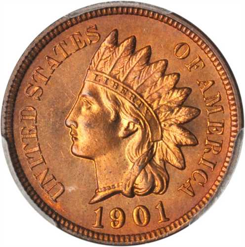 1901 Indian Cent. MS-66 RB (PCGS).