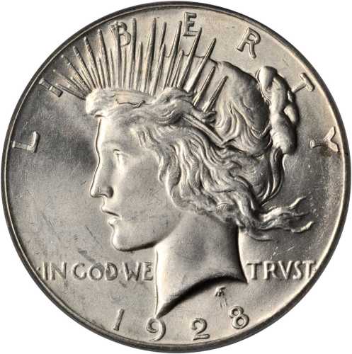 1928 Peace Silver Dollar. MS-62 (PCGS).